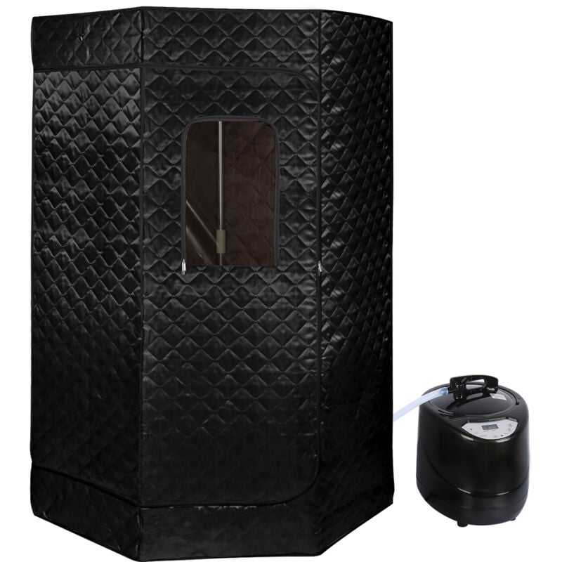 Sauna à Vapeur Portatif 3L avec le contrôleur de température à distance Perspiration Perdre du poids Pour 2 Personne noir