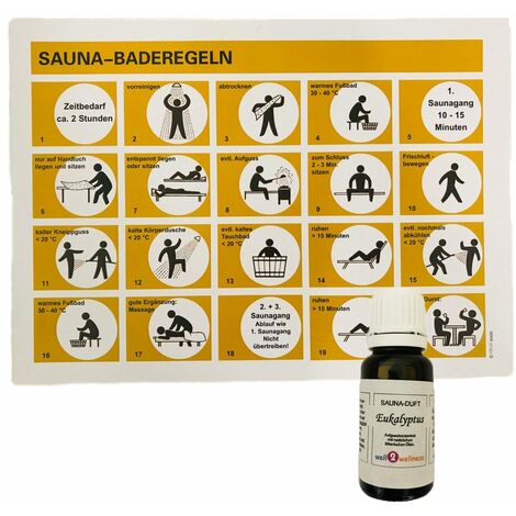 Sauna Baderegeltafel plus Saunaaufguss Eukalyptus 15 ml