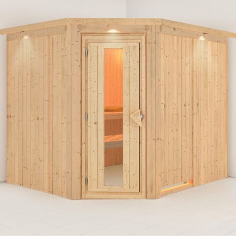 Sauna d'angle Karibu MALIN 5-6 places 231x196 cm Bois de tremble 68mm