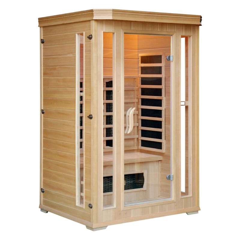 Narvik: Sauna de infrarrojos de 2 plazas en madera con cromoterapia - Natural