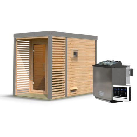 Sauna Exterieur 2-4 Places Bois Epicea Nordique 38mm Poêle 9kW Ares Karibu