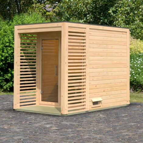 Sauna Exterieur 4-6 Places Epicéa Nord 5.3m2 Poêle 9kW Karibu Angkor