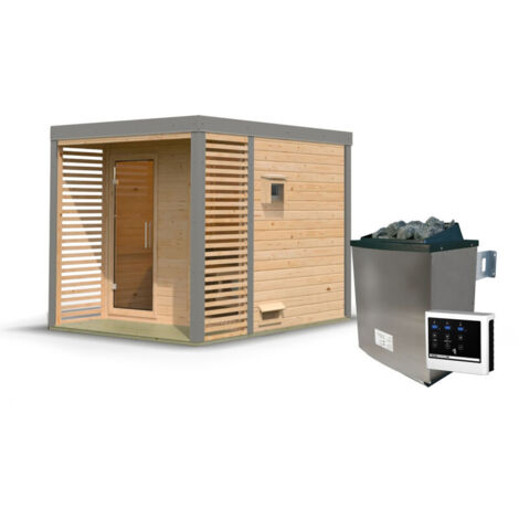 Sauna Extérieur Ares 2 Karibu 4-5 Places Epicéa Poêle 9kW