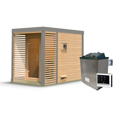 Sauna Extérieur Ares Karibu 2-4 Places Epicéa 38mm Poêle 9kW