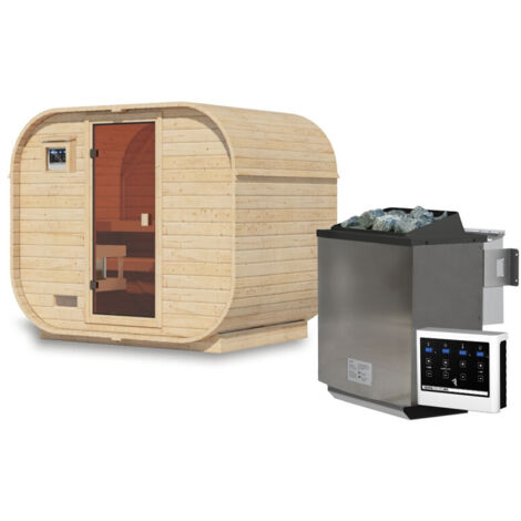 Sauna Extérieur Karibu Quadro 1 Plus 4-6 Places Bois 38mm Poêle 9kW