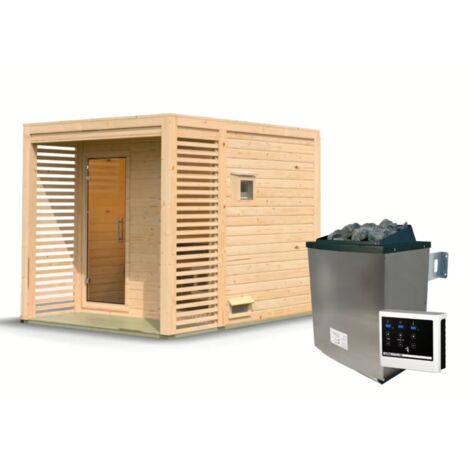 Sauna Exterieur Tonneau 4-6 Places Bois Epicea 38mm Poêle 9kW Karibu