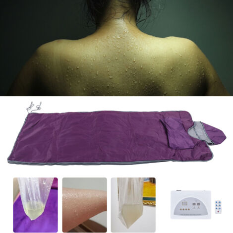 Sauna Far Infrared Sauna Blanket 650W 180x80cm Purple ABS Oxford Cloth for Beauty Salon Spa Home Use with Hat Sleeves