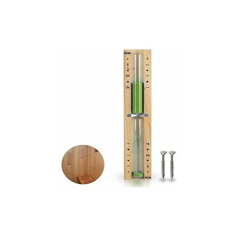 Modou - Sauna Hourglass 15 Minute Timer Heat Resistant Sand Green Wooden Hourglass Drive