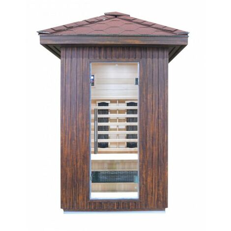 Sauna infrarossi da esterno con tegole canadesi, full optional 120x120x250cm Relpunt Nasha
