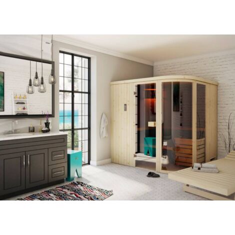 Sauna intérieur FinnTherm Éclipse Naturel , 40 mm Épaisseur de paroi 244 x 194 cm