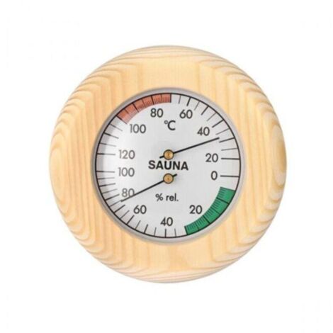Sauna-Klimagerät, Sauna-Hygrometer, Sauna-Thermometer, manuell einstellbar, 2-in-1-Temperatur- und Feuchtigkeitsmesser für die Sauna, edles Holz, 13,5 cm Durchmesser