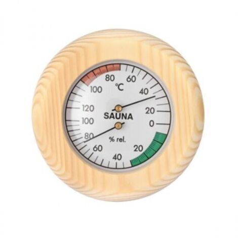 Sauna Klimamesser,Hygromètre pour Sauna,Thermomètre pour Sauna,réglable manuellement,2en1 Mesureur de température et d'humidité pour Sauna,Bois Noble,Diamètre 13,5 cm