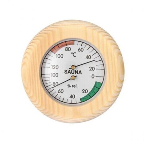 Sauna Klimamesser,Hygromètre pour Sauna,Thermomètre pour Sauna,réglable manuellement,2en1 Mesureur de température et d'humidité pour Sauna,Bois Noble,Diamètre 13,5 cm