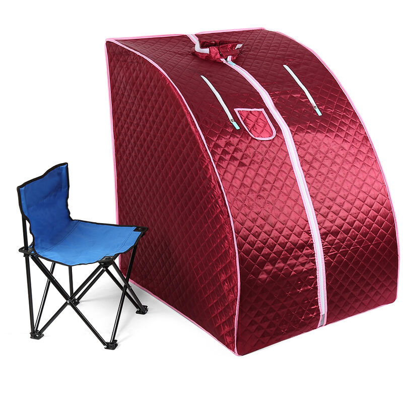 Sauna pliable cabine Perspiration Perdre du poids avec le contrôleur de température à distance Sauna infrarouge portable(rouge)