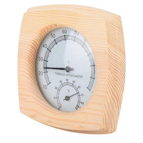 Sauna Thermometer and Hygrometer 2 in1 Humidity Temperature Meter Measurement Equipment, Wooden Sauna Room Accessories, Square