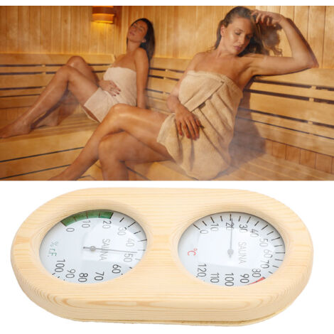 Sauna-Thermometer/Hygrometer [Produkt] 2-in-1 Wand-Hygrothermograph aus Holz 0-120℃ 0-100% Sauna Badezimmer Dampfbad