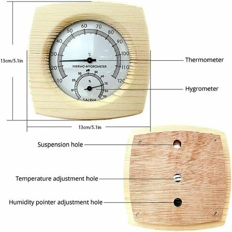 Sauna Thermomètre，Outdoor Intérieur Sauna Sauna Fournitures Inductive Pointeur Home Compteur Humidité Hygromètre Hygromètre Sauna Thermomètre SaunaAccessoires，1 pcs