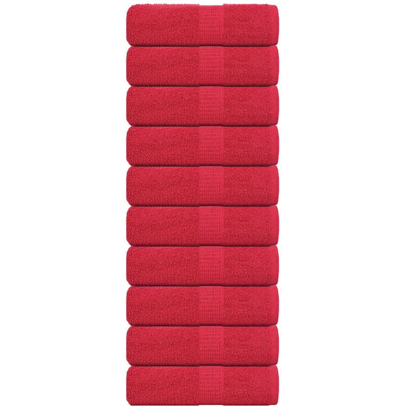 Guest Towels 10 Pcs Red 30x50 Cm 360 Gsm 100% Cotton Vidaxl