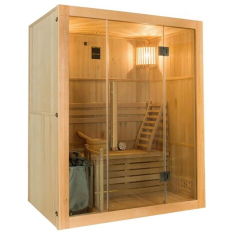 Sauna tradizionale Sense 3 posti - 153 x 110 x 190 cm - France Sauna - Legno di abete rosso - Pacchetto completo 3,5kW
