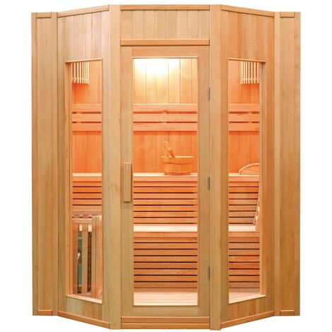 AUTRES Sauna Vapeur ZEN - Francia Sauna - 4 plazas - 198 x 174 x 200 cm - Madera de abeto - Paquete completo 6,0 kW