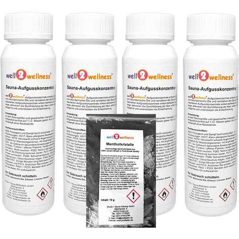 Saunaaufguss Set 4 x 125 ml Klassik4 plus 10g Mentholkristalle