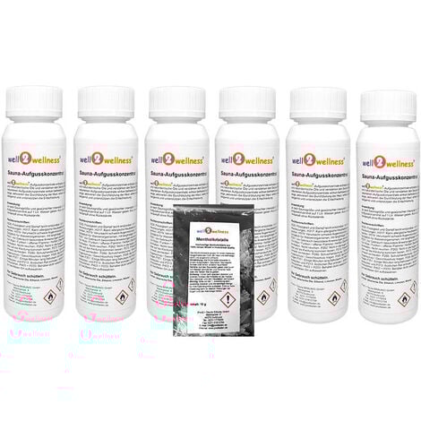 Saunaaufguss Set 6 x 125 ml Intensiv plus 10g Mentholkristalle