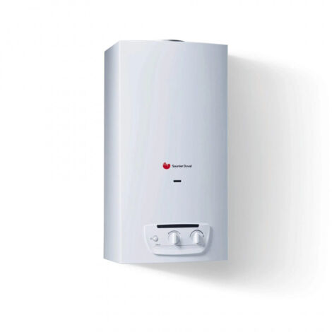 Saunier Duval – Chauffe-eau gaz par accumulation 14 l/min – Bas NOx avec veilleuse Piezo – Installation simple sans électricité – Classe énergétique A