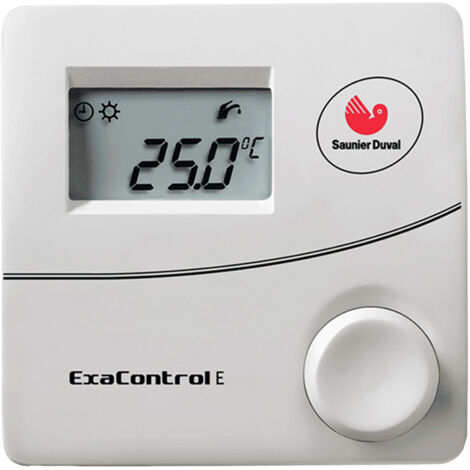 Saunier Duval – Thermostat d'ambiance filaire – Alimentation directe chaudière – Écran LCD – Réglage température sans programmation – Compact 96mm