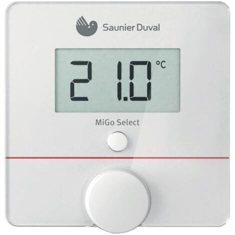 Saunier Duval – Thermostat d'ambiance modulant connecté Migo – Boîtier sans fil à piles – Récepteur Wi-Fi – Régulation auto-apprenante