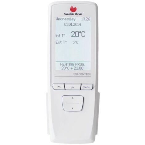 Saunier Duval – Thermostat de chaudière sans fil programmable – Alimentation par piles AAA – Régulation auto-adaptative – Compatible chaudières gaz