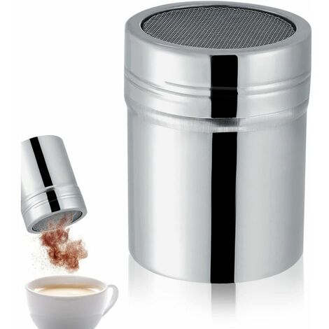 Saupoudreuse à Sucre Glace, Saupoudreuse à Epices en Acier Inoxydable Shaker à Chocolat Tamiseur pour Cacao Epice Poudre Cappuccino Sucre, STOL