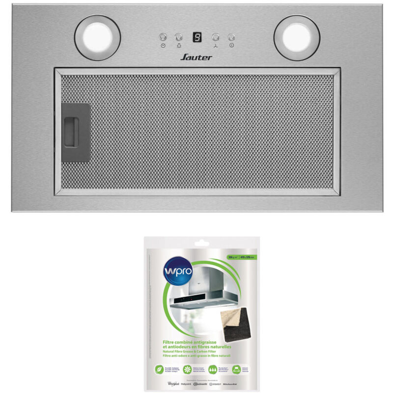 Groupe filtrant aspirant inox Largeur 52cm 3 vitesses Débit d'air 571m3/h - Inox - Sauter