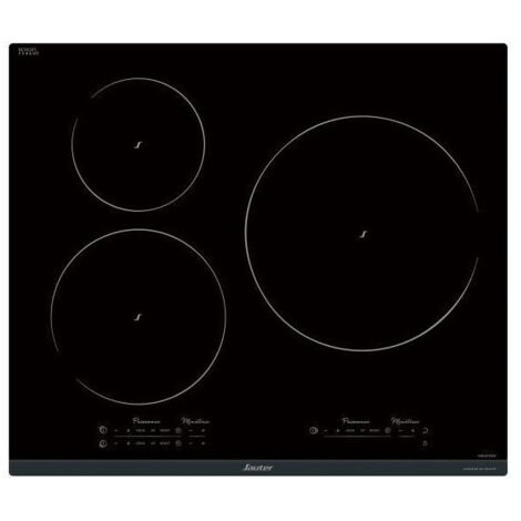 Sauter – Table de cuisson à induction 60cm 3 foyers 7400W vitrocéramique – Fonction Boil pour ébullition rapide – SPI9544B
