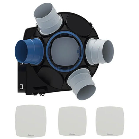Sauter – VMC simple flux autoréglable à détection d'humidité – Débit 330 m³/h – 4 piquages sanitaires Ø 80 mm – Installation combles
