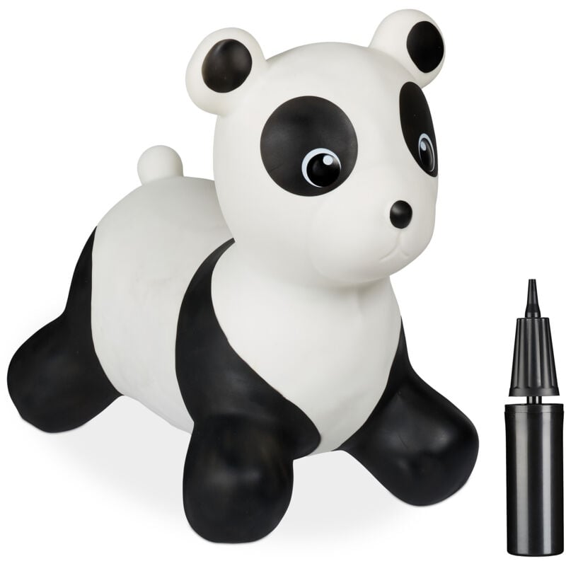 Relaxdays - Animal sauteur en forme de panda, charge maximale : env. 50 kg, sans bpa, à partir de 3 ans, noir et blanc