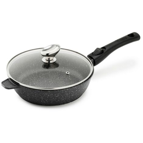 Sauteuse PREMIUM Fonte d'Aluminium Manche Amovible avec Couvercle en Verre - Pradel