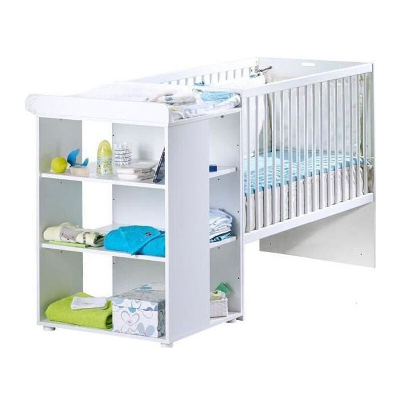 Les Tendances - sauthon eloi Lit Combine 3 en 1 Evolutif 60 x 120 en 90x190 cm - Blanc