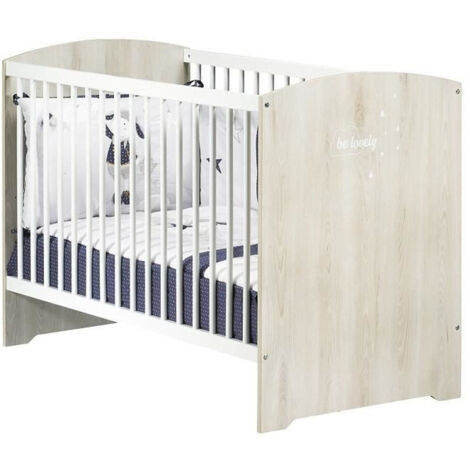 Sauthon SM031 Lit bébé 120x60 cm hêtre cendré blanc