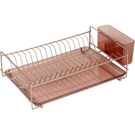 Sauvic Scolapiatti acciaio inossidabile con finitura rame, 38,5x25x12