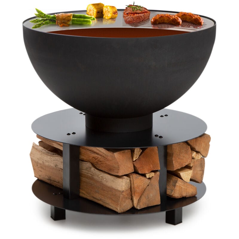 Blumfeldt Savage 2.0 Braséro Barbecue à foyer rond Ø : 60 cm Base stable Rangement du bois