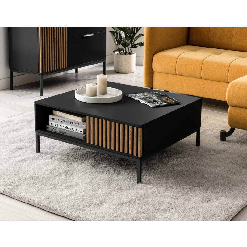 Bestmobilier - Savanna - table basse - bois et noir - 80 cm - noir / bois