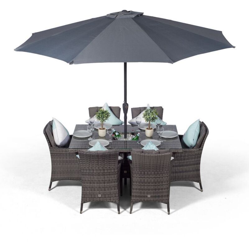 Savannah Rattan Dining Set | Rectangle 6 Seater Grey Rattan Table