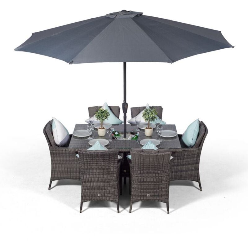 6 Seater Outdoor Rattan Dining Set With Parasol / 10 Seat Rattan Cube