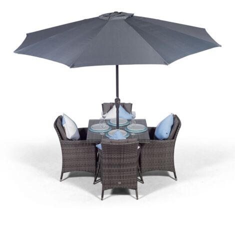 Savannah Square 4 Seater Rattan Patio Dining Set - Grey