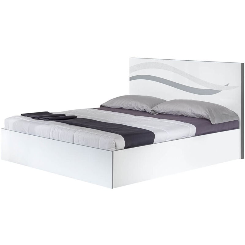 Saveria blanche - Lit 160x200cm avec Tête de Lit