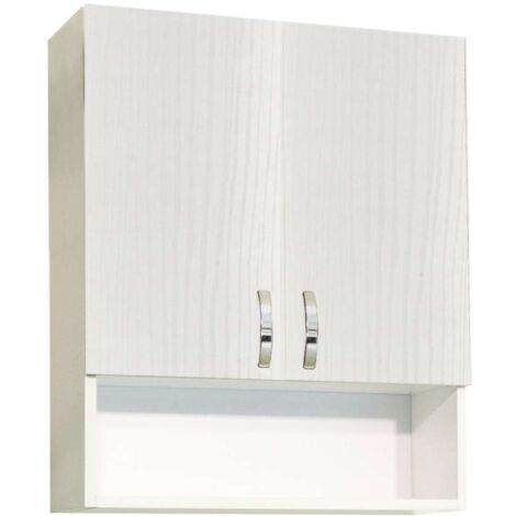 Savini Pensile Bagno 2 Ante con Vano - Bianco Nordico -59x22x71 cm
