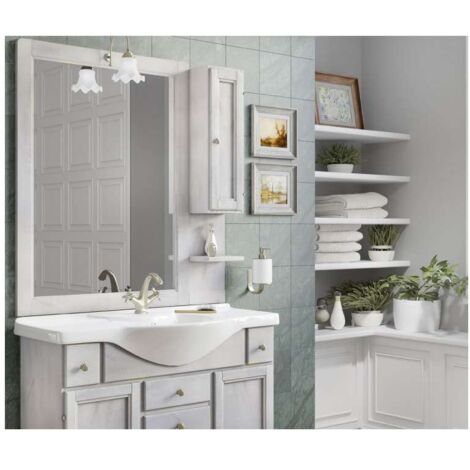 Savini Specchiera Bagno Illuminata - Decapé Bianco - 80x104 cm