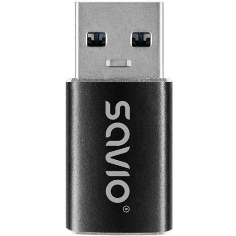 Savio AK-81 USB-C 3.1 (F) Adapter USB-A 3.1 (M), Schwarz