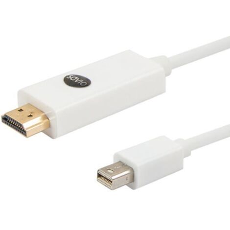 Savio CL-83 adaptador de cable de vídeo 1,8 m Mini DisplayPort HDMI Blanco