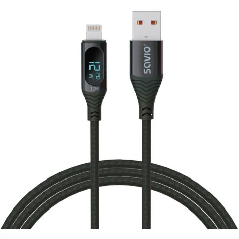 savio usb - Lightning-Kabel mit Display, cl-173, 1 m, schwarz